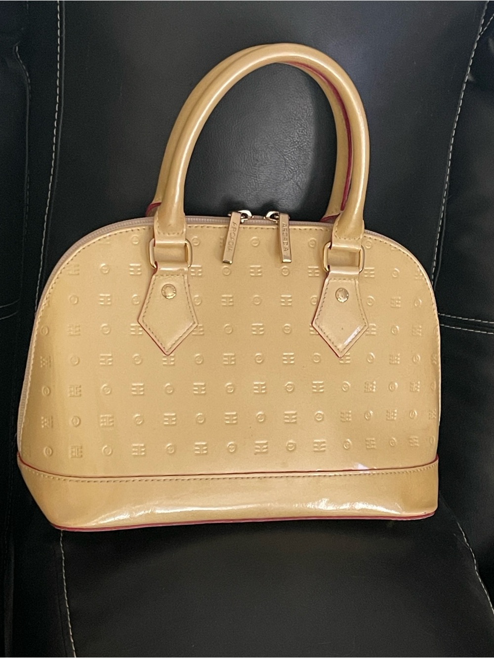 Arcadia Italian Made Genuine Patent Leather Yellow Vernis Alma Bag
